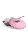Caçarola Baixa de Ferro Fundido com Tampa 28 cm de diâmetro Rosa Retro
