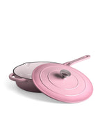 Caçarola Baixa de Ferro Fundido com Tampa 28 cm de diâmetro Rosa Retro