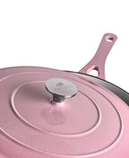 Caçarola Baixa de Ferro Fundido com Tampa 28 cm de diâmetro Rosa Retro