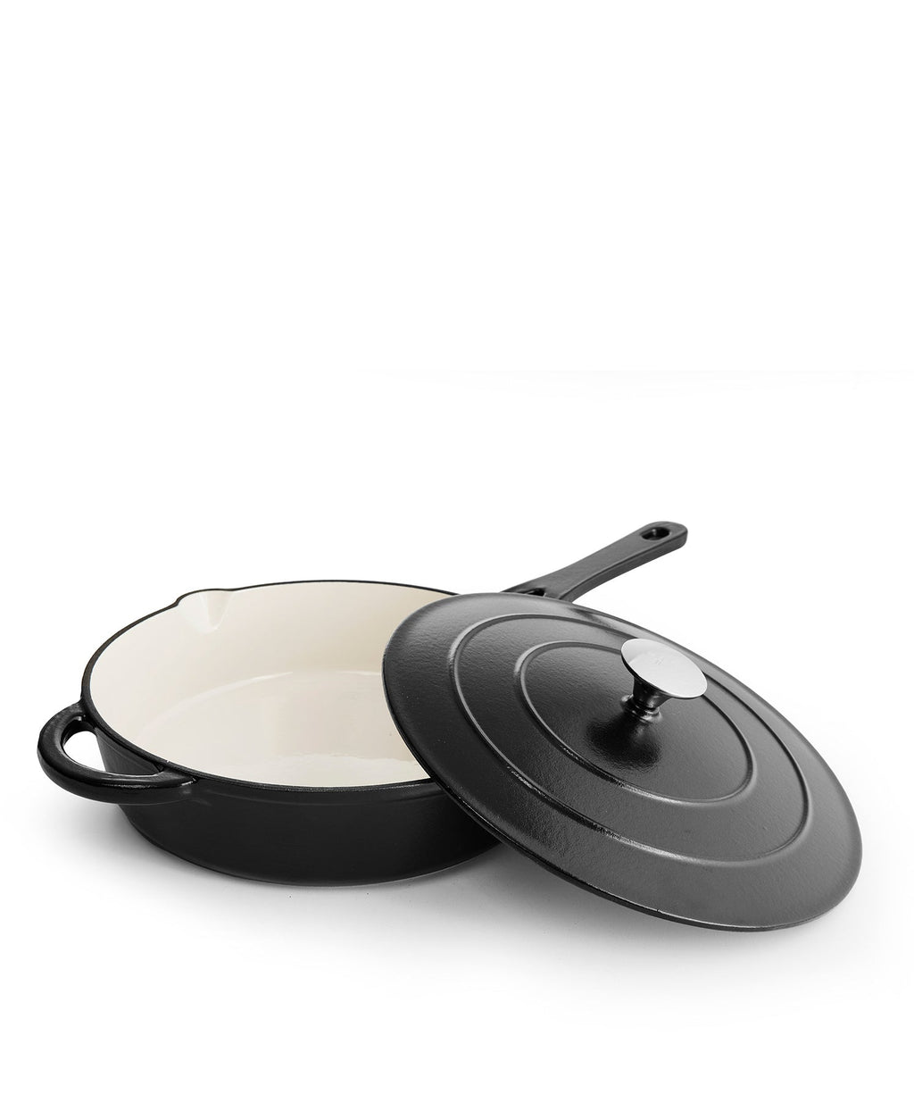 Caçarola Baixa de Ferro Fundido com Tampa 28 cm de diâmetro Escuro Matte