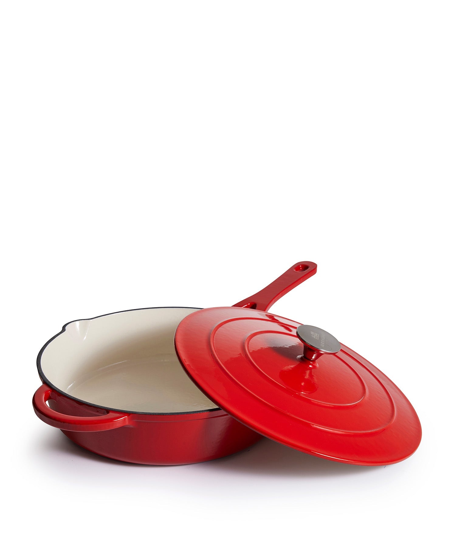 Caçarola Baixa de Ferro Fundido com Tampa 28 cm de diâmetro Vermelho Sangue