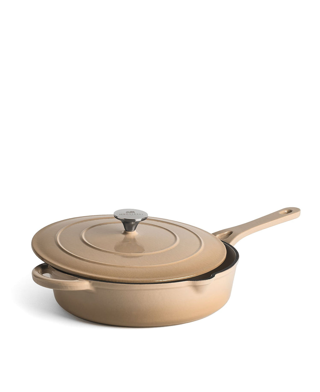 Caçarola Baixa de Ferro Fundido com Tampa 28 cm de diâmetro Creme
