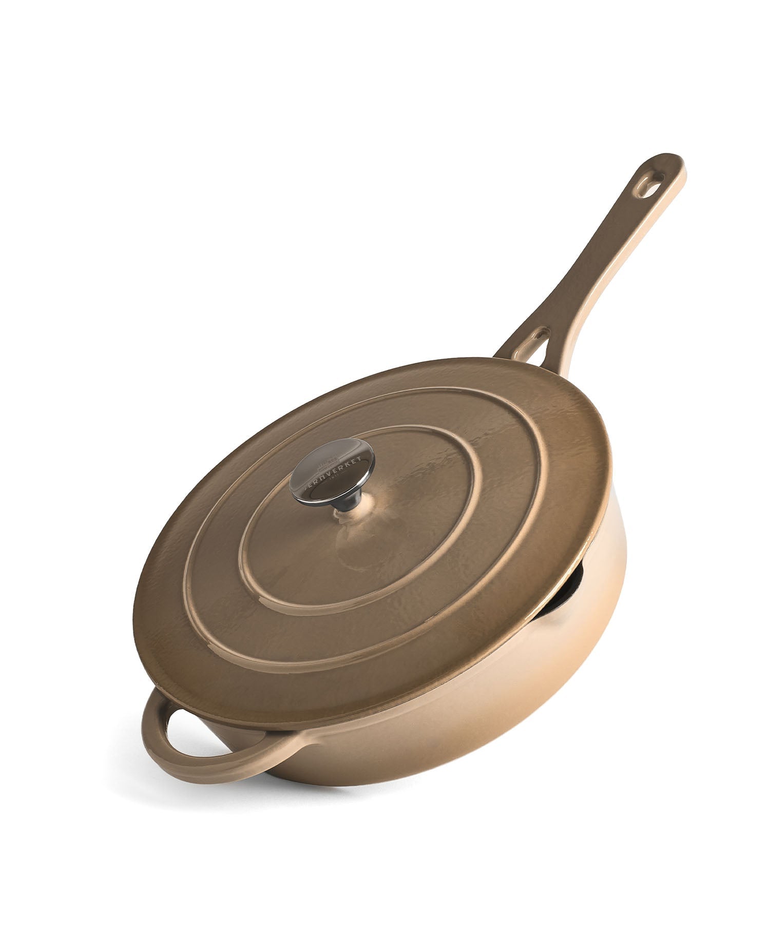 Caçarola Baixa de Ferro Fundido com Tampa 28 cm de diâmetro Creme