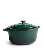 Panela de Ferro Fundido com Tampa, 4,2 Litros, 24 cm de diâmetro, Verde Escuro