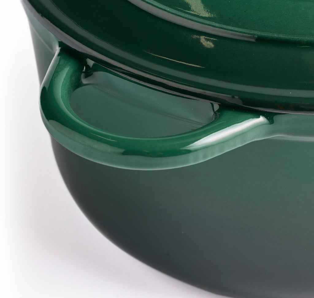 Panela de Ferro Fundido com Tampa, 4,2 Litros, 24 cm de diâmetro, Verde Escuro