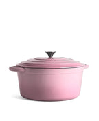 Panela Grande de Ferro Fundido com Tampa, 7 Litros, 29 cm de diâmetro, Rosa Retro