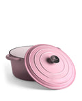 Panela Grande de Ferro Fundido com Tampa, 7 Litros, 29 cm de diâmetro, Rosa Retro