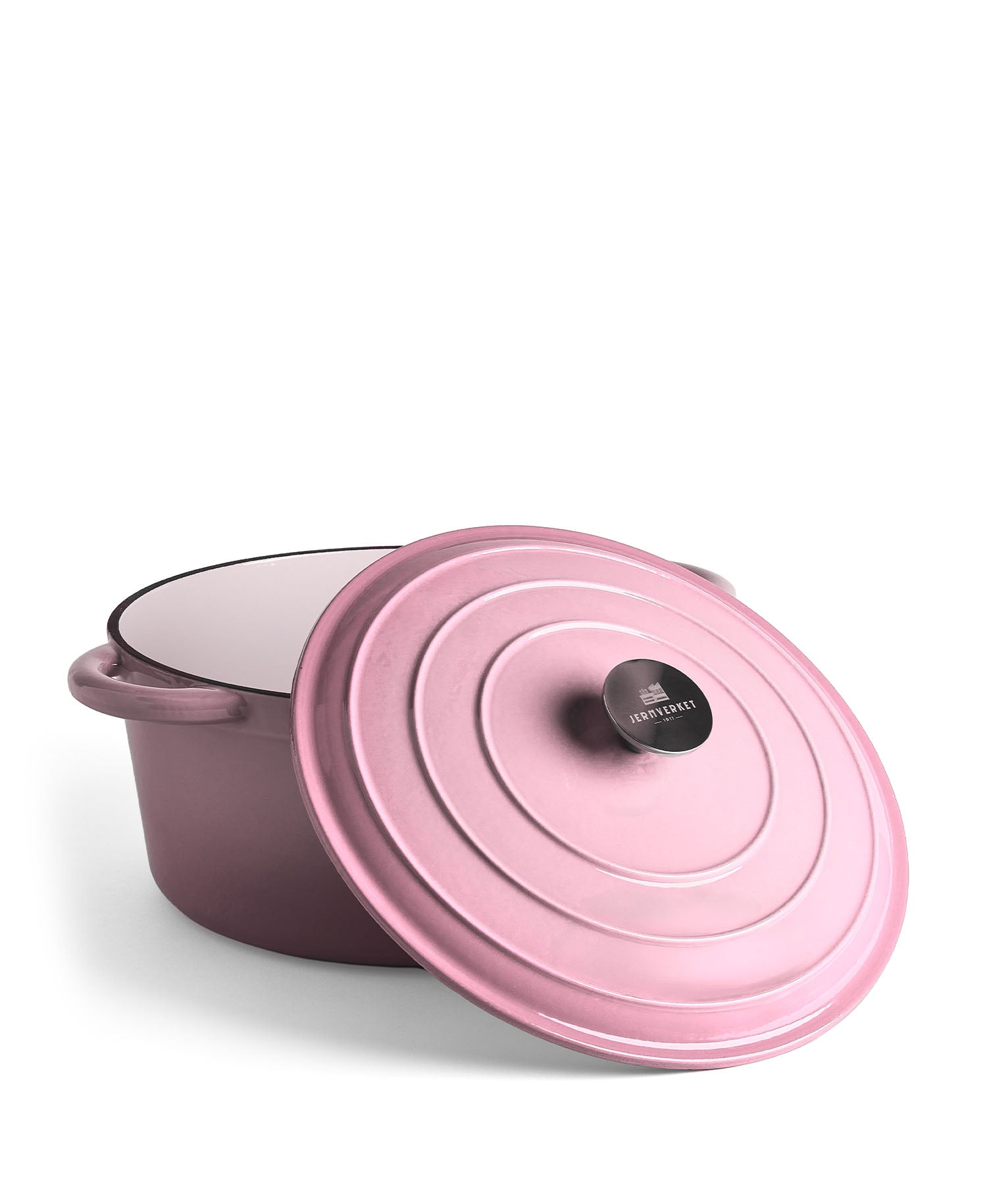 Panela Grande de Ferro Fundido com Tampa, 7 Litros, 29 cm de diâmetro, Rosa Retro