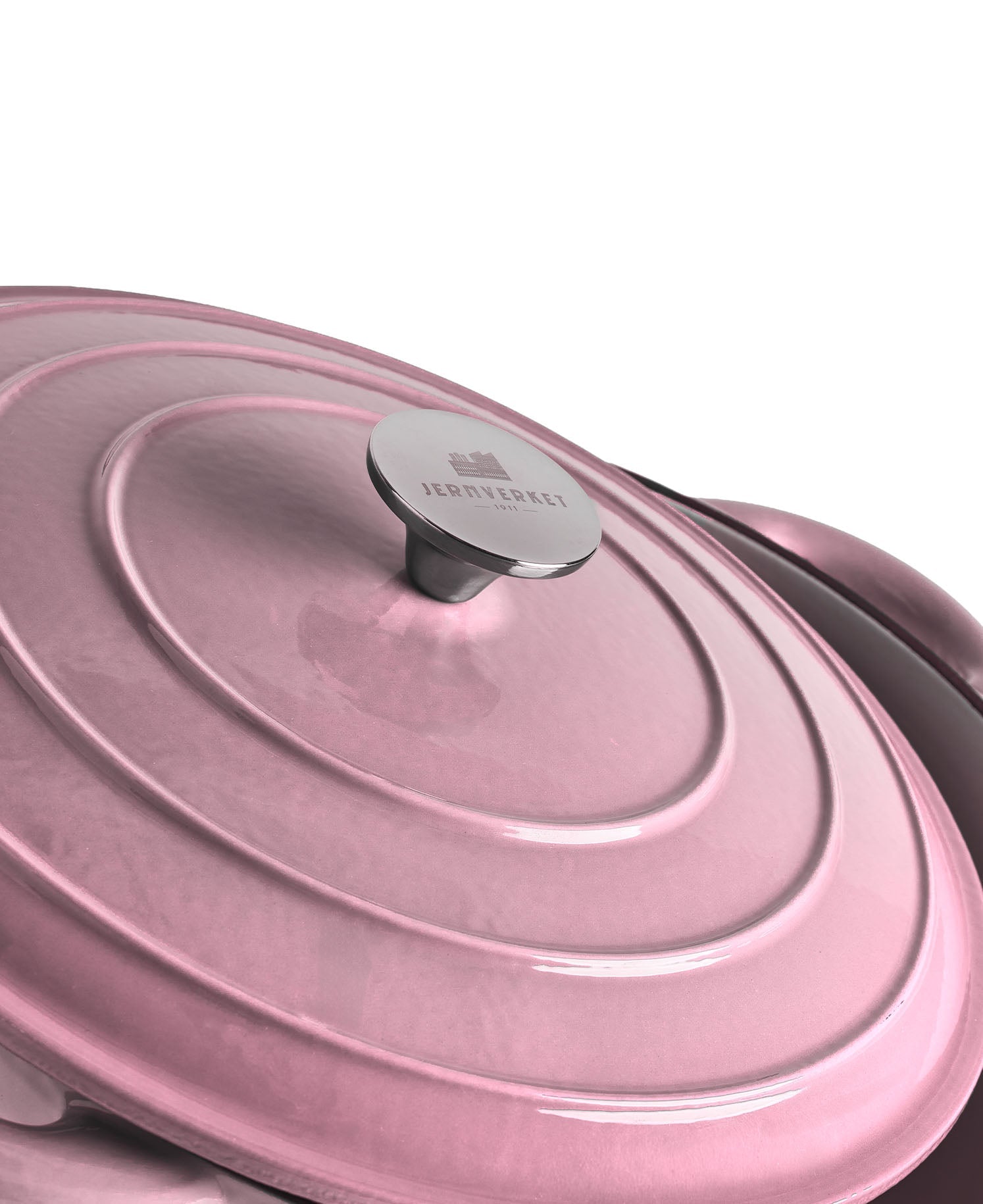 Panela Grande de Ferro Fundido com Tampa, 7 Litros, 29 cm de diâmetro, Rosa Retro