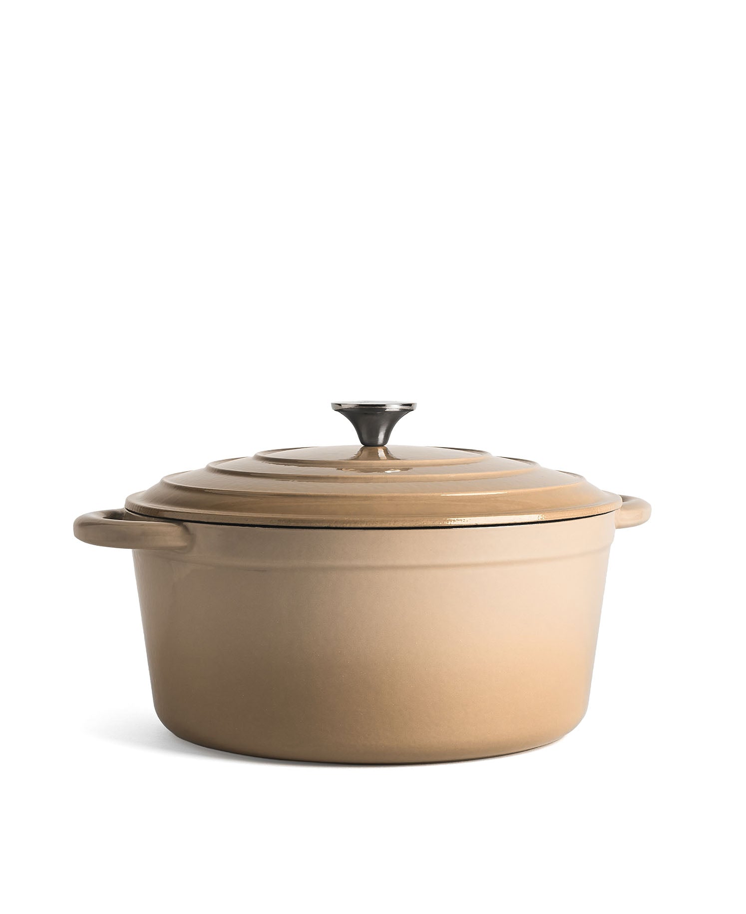 Caçarola Grande de Ferro Fundido com Tampa, 7 Litros, 29 cm diâmetro, Branco Creme