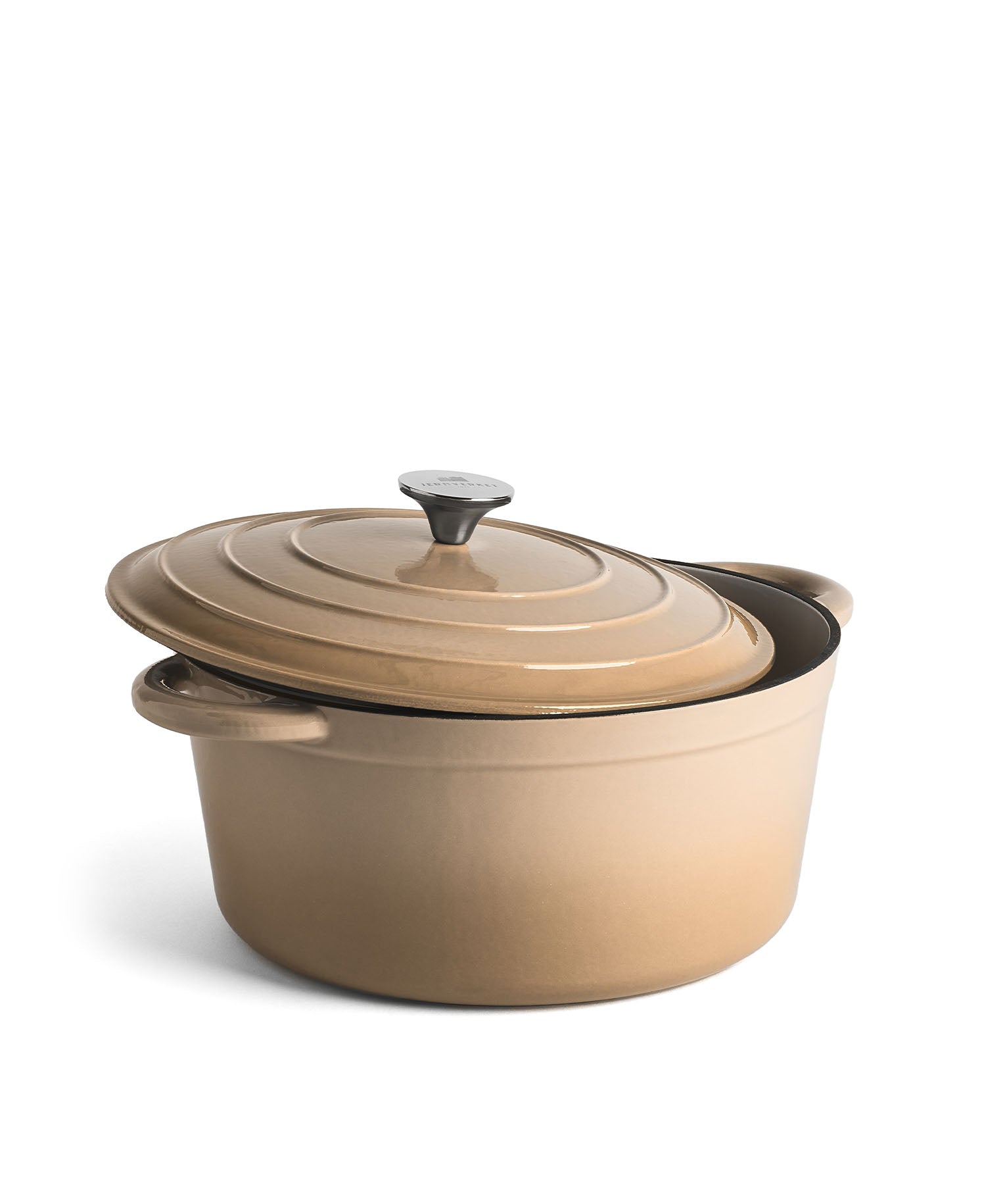 Caçarola Grande de Ferro Fundido com Tampa, 7 Litros, 29 cm diâmetro, Branco Creme