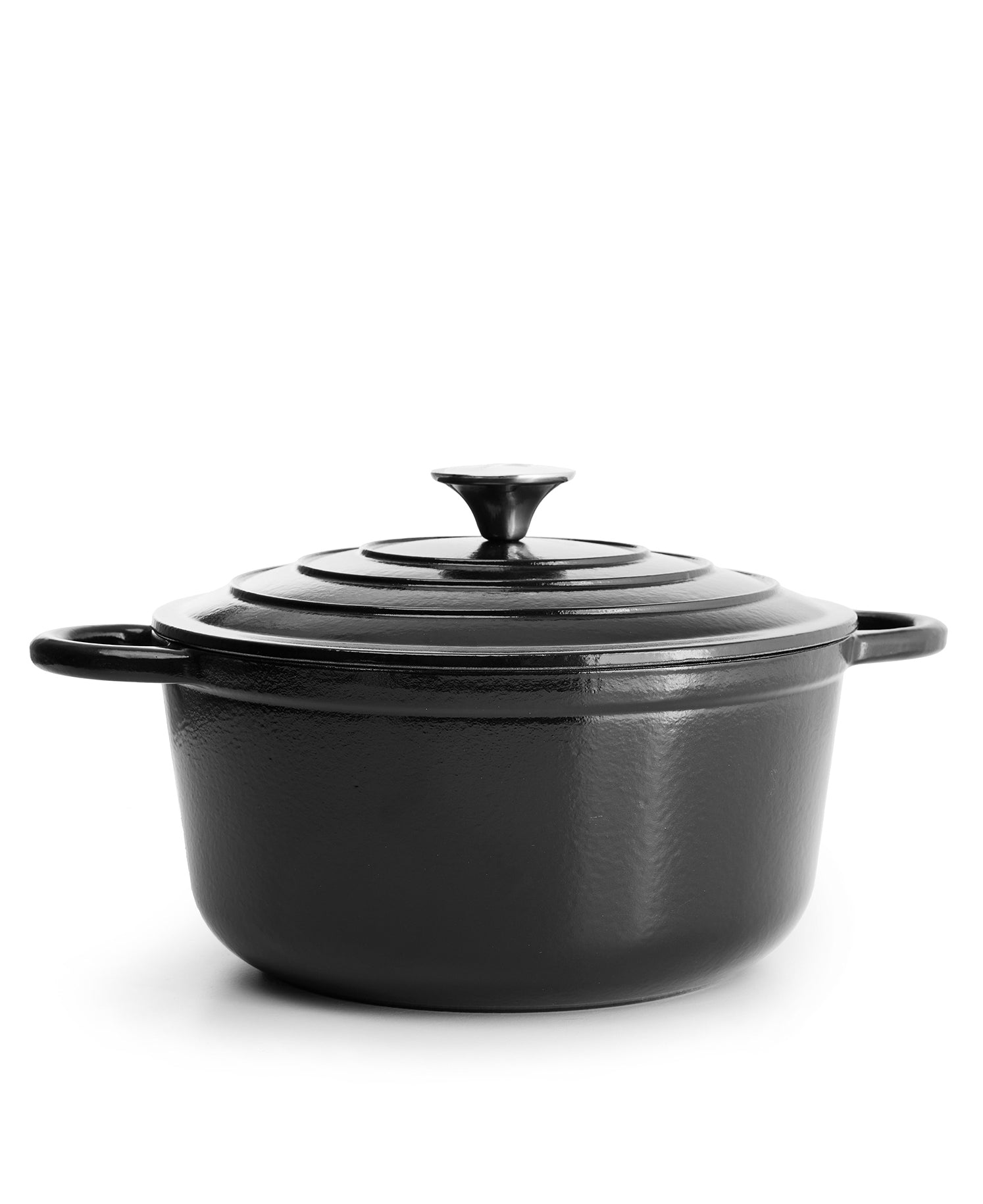 Panela de Ferro Fundido com Tampa, 4,2 Litros, 24 cm de diâmetro, Preto Mate