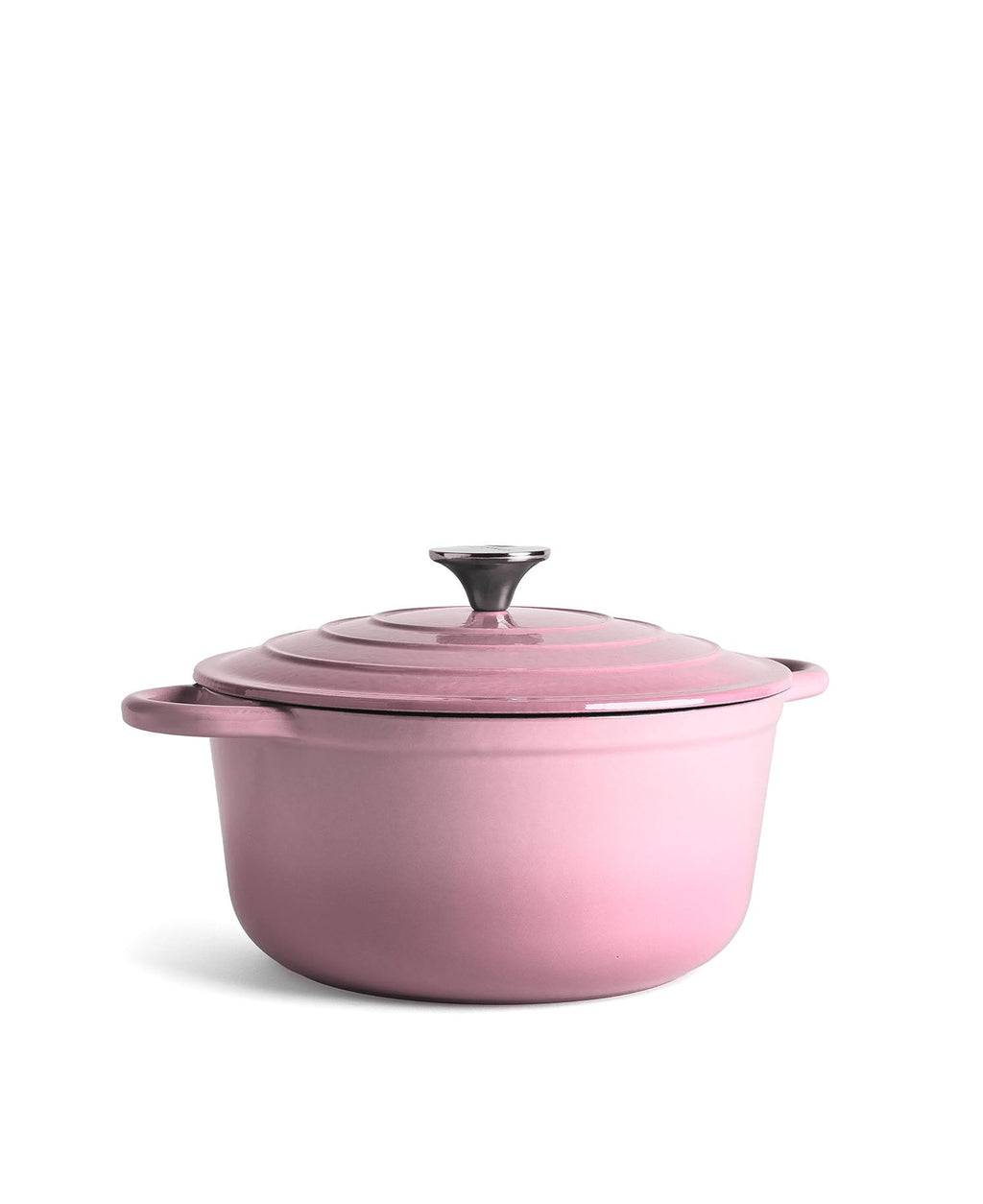 Panela de Ferro Fundido com Tampa, 4,2 Litros, 24 cm de diâmetro, Cor-de-rosa Retro