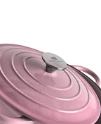 Panela de Ferro Fundido com Tampa, 4,2 Litros, 24 cm de diâmetro, Cor-de-rosa Retro