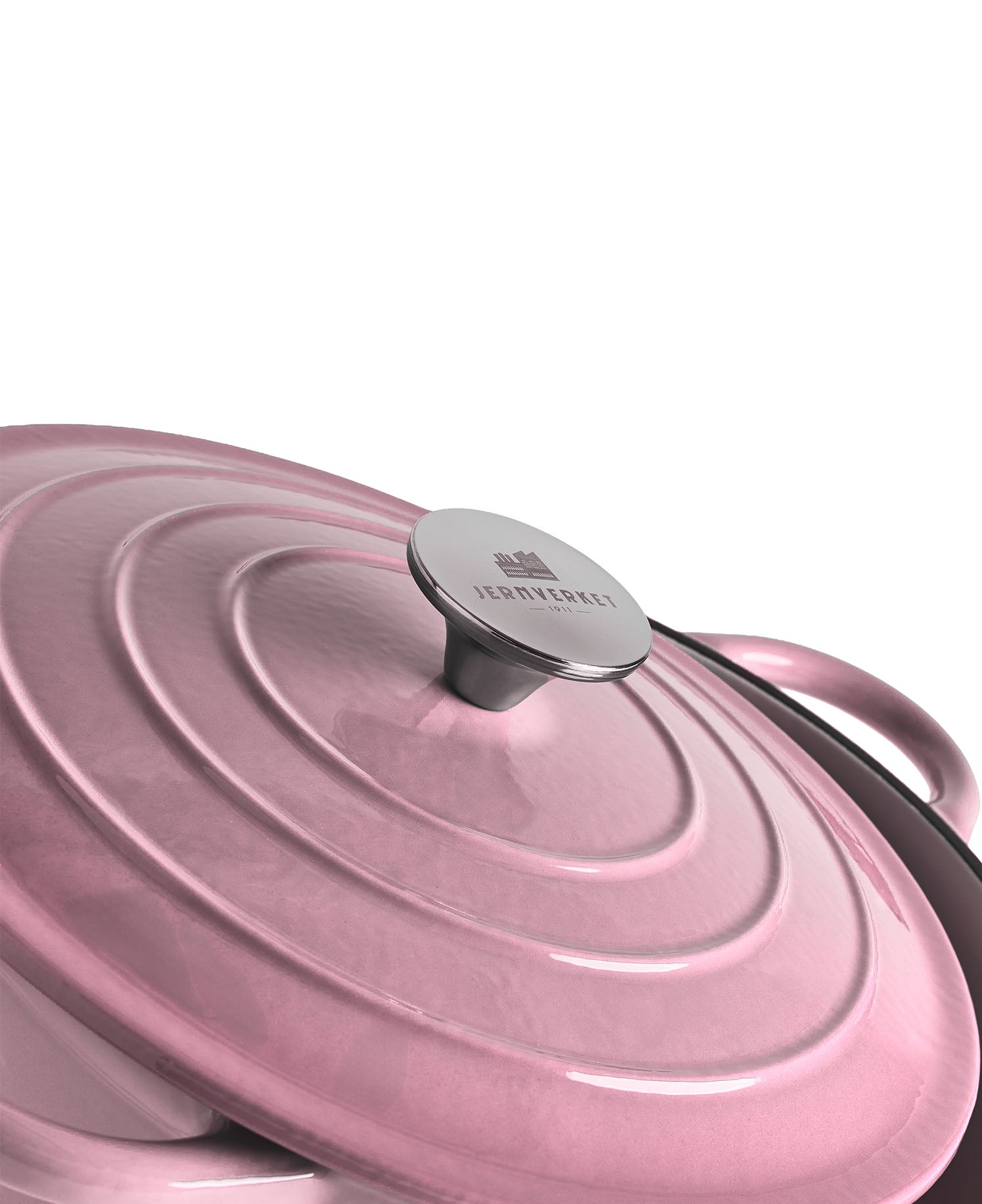 Panela de Ferro Fundido com Tampa, 4,2 Litros, 24 cm de diâmetro, Cor-de-rosa Retro