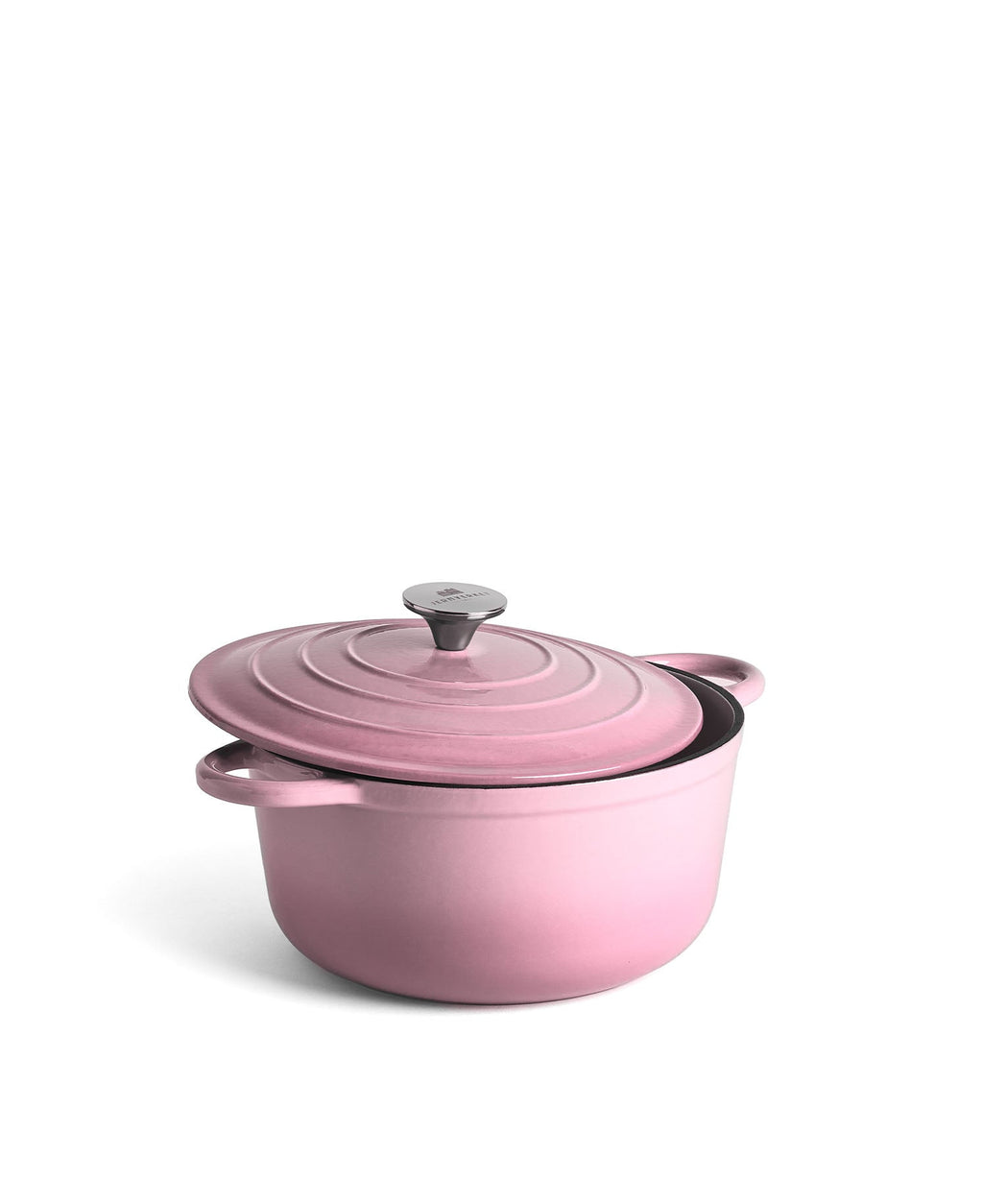 Panela de Ferro Fundido com Tampa, 4,2 Litros, 24 cm de diâmetro, Cor-de-rosa Retro