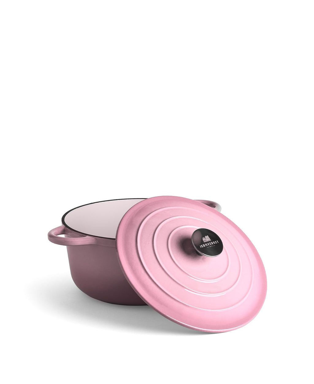 Panela de Ferro Fundido com Tampa, 4,2 Litros, 24 cm de diâmetro, Cor-de-rosa Retro