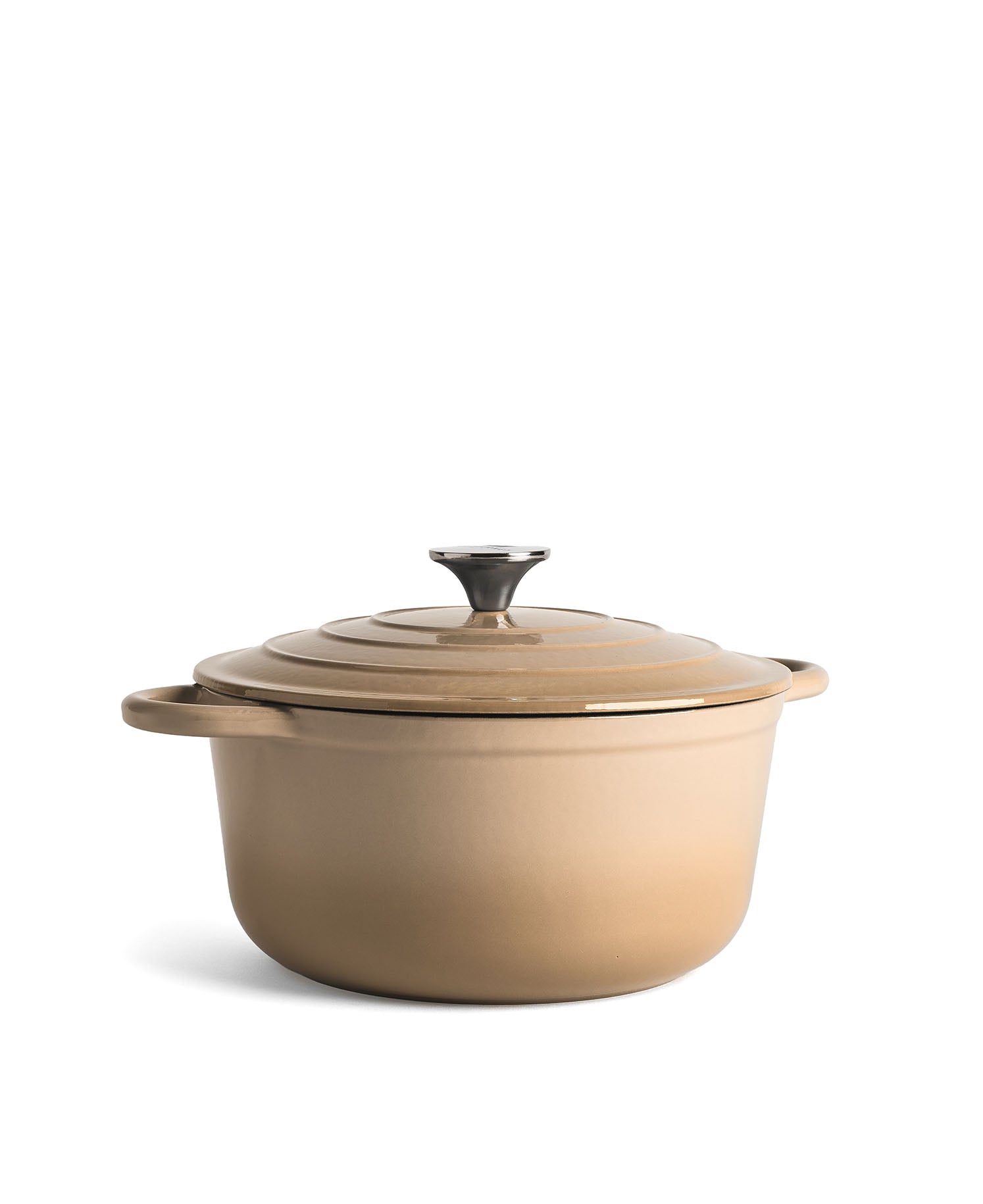 Panela de Ferro Fundido com Tampa, 4,2 Litros, 24 cm de diâmetro, Creme