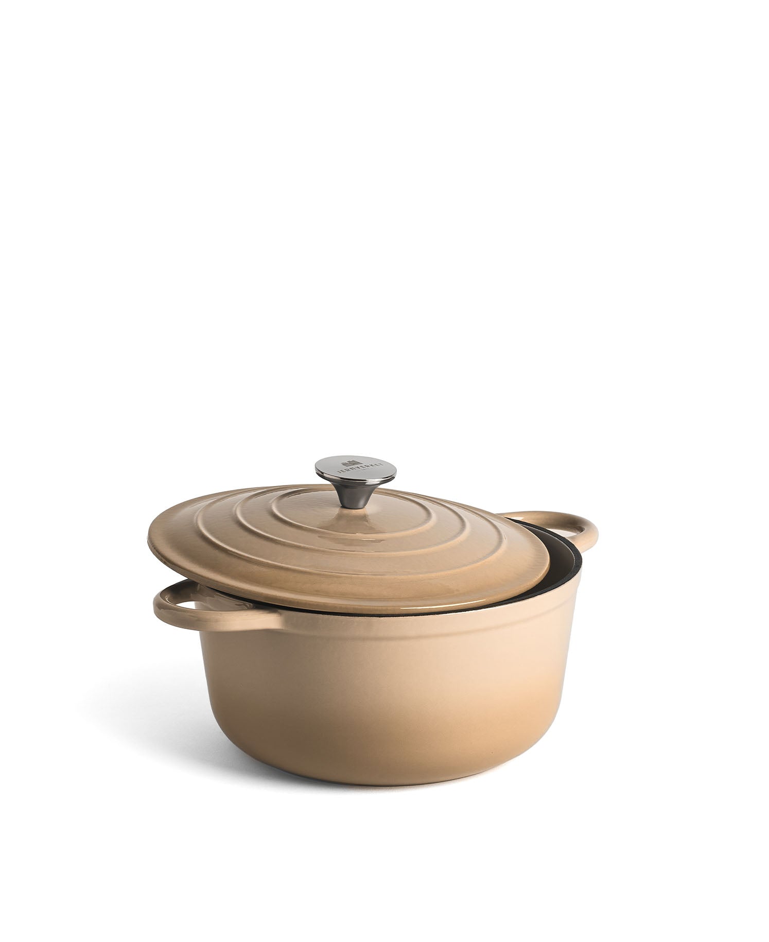 Panela de Ferro Fundido com Tampa, 4,2 Litros, 24 cm de diâmetro, Creme