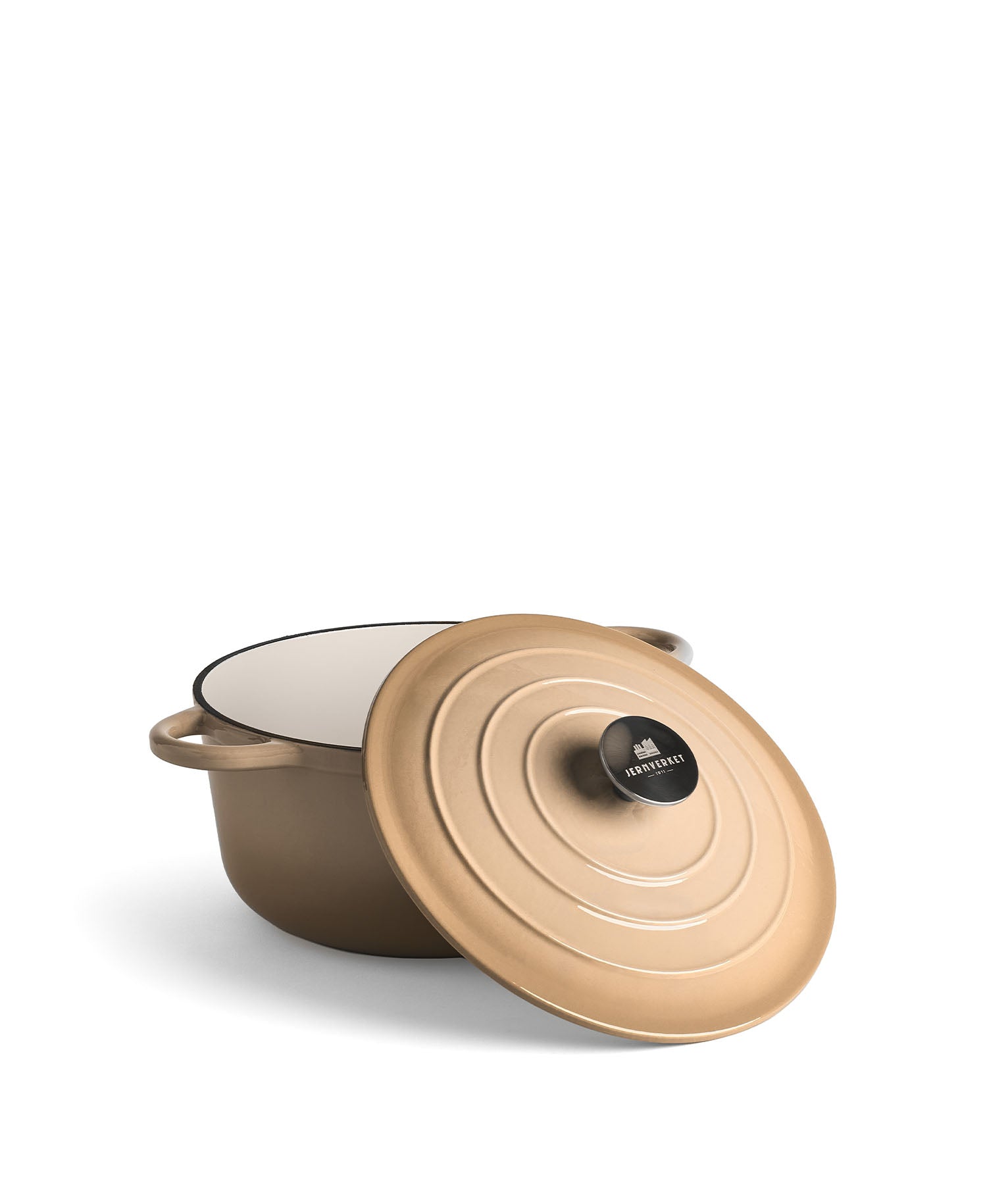 Panela de Ferro Fundido com Tampa, 4,2 Litros, 24 cm de diâmetro, Creme