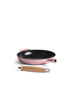 Frigideira de Ferro Fundido 28 cm de diâmetro Rosa Retro com Cabo de Madeira