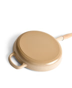Frigideira de Ferro Fundido 28 cm de diâmetro Branco Creme com Cabo de Madeira