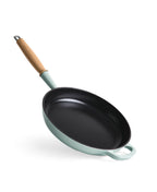 Frigideira de Ferro Fundido 28 cm de diâmetro Verde Retro com Cabo de Madeira