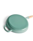 Frigideira de Ferro Fundido 28 cm de diâmetro Verde Retro com Cabo de Madeira