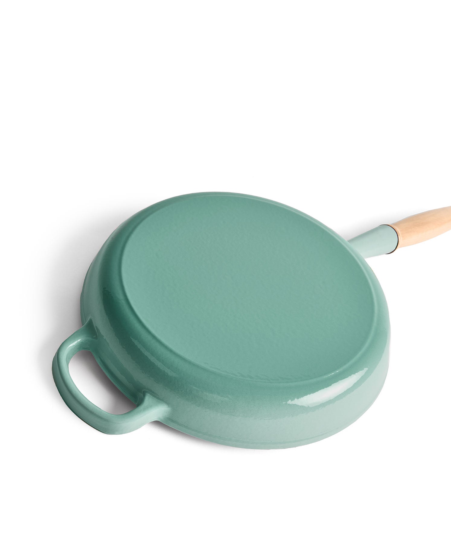 Frigideira de Ferro Fundido 28 cm de diâmetro Verde Retro com Cabo de Madeira