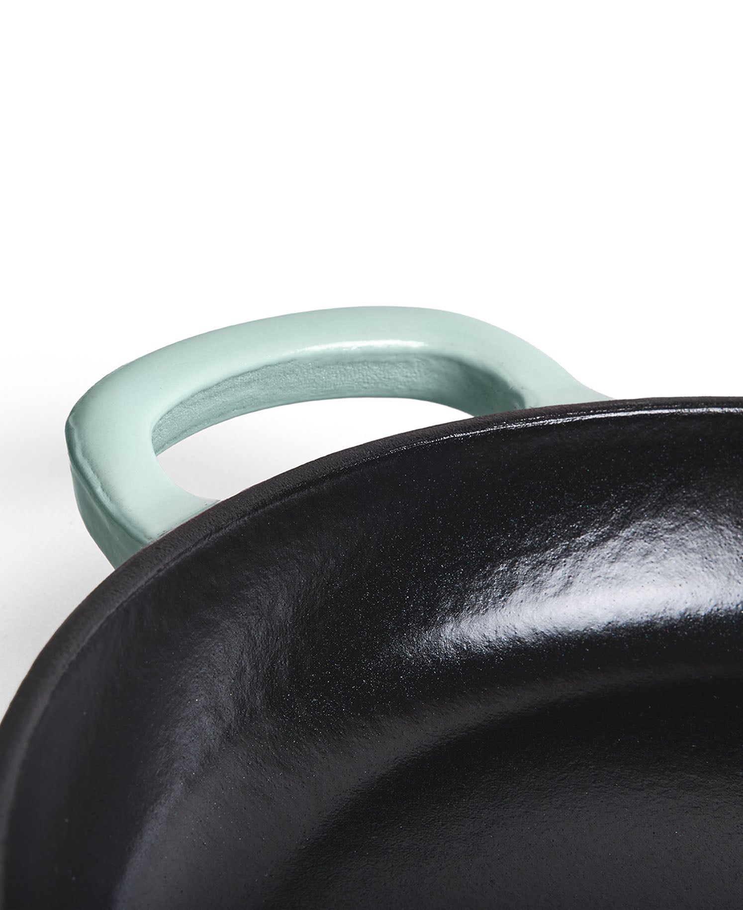Frigideira de Ferro Fundido 28 cm de diâmetro Verde Retro com Cabo de Madeira