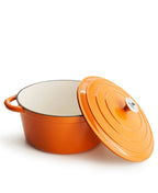 Caçarola grande de ferro fundido com tampa, 7 litros, 29 cm de diâmetro, Laranja