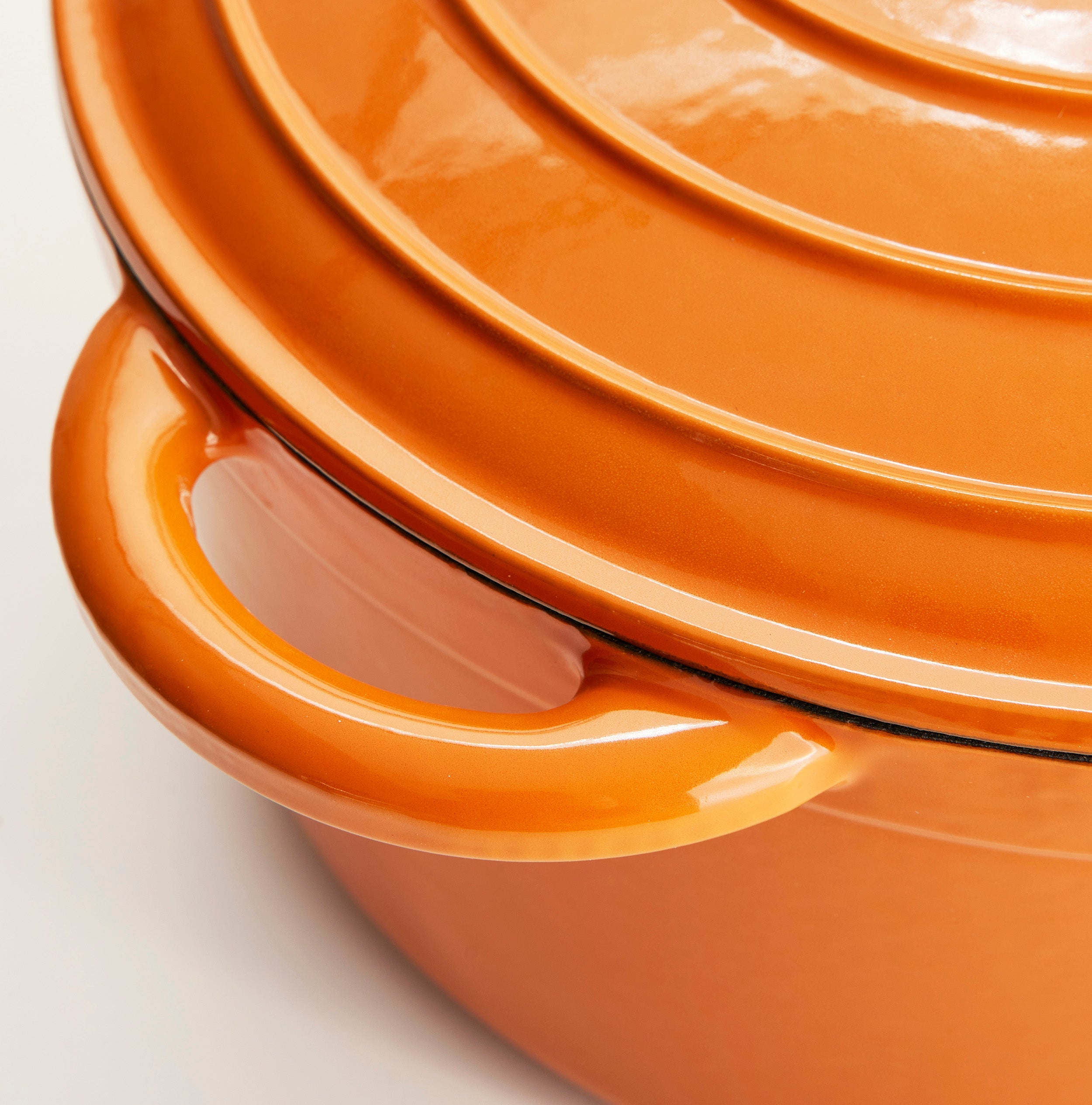 Caçarola grande de ferro fundido com tampa, 7 litros, 29 cm de diâmetro, Laranja