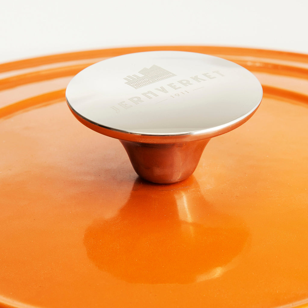 Caçarola grande de ferro fundido com tampa, 7 litros, 29 cm de diâmetro, Laranja